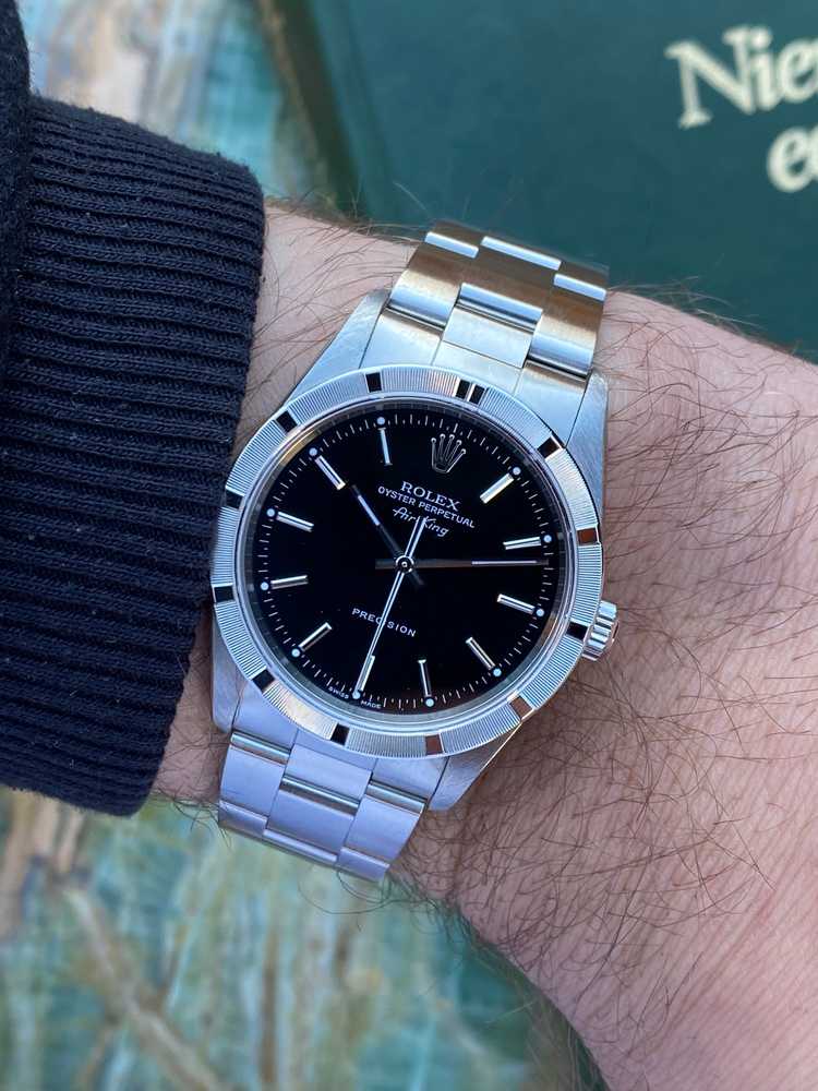 Wrist shot image for Rolex Air-King 14010M Black 2005 with original box and papers