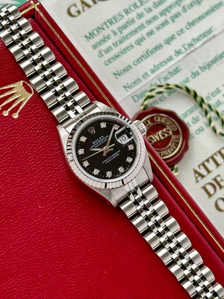 Image for Rolex Lady-Datejust "Diamond" 69174G Black 1993 with original box and papers