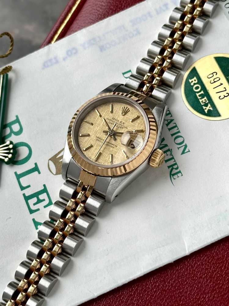 Image for Rolex Lady-Datejust "Linen" 69173 Gold 1987 with original box and papers