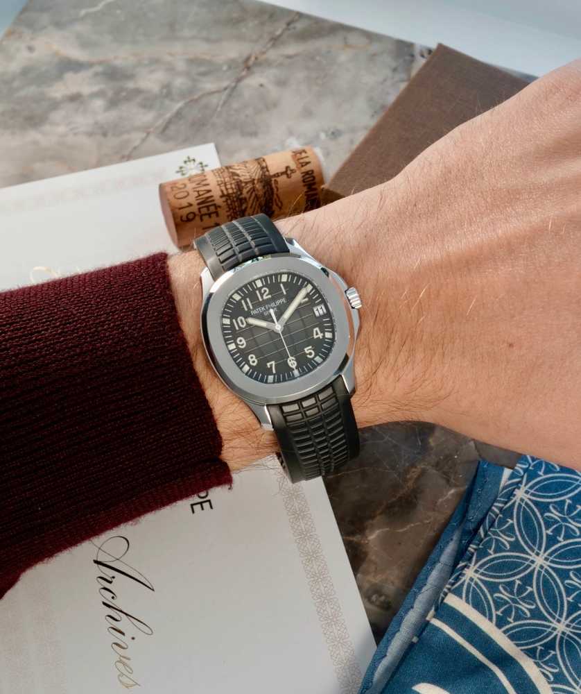 Wrist shot image for Patek Philippe Aquanaut "PATEK SERVICE" 5165 Grey 2010 with original box and papers