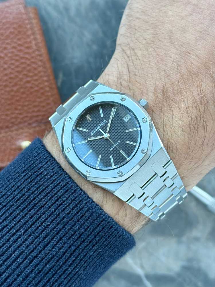 Wrist shot image for Audemars Piguet Royal Oak 4100ST Grey 1979 with original papers