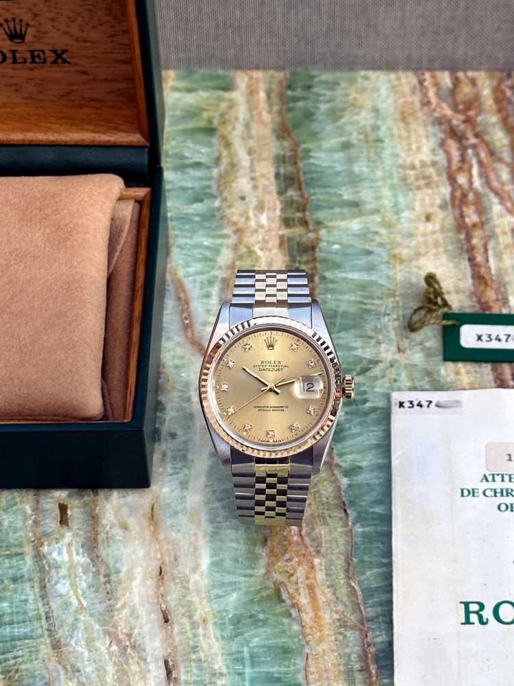 Image for Rolex Datejust Diamond Dial 16233 Gold 1991 