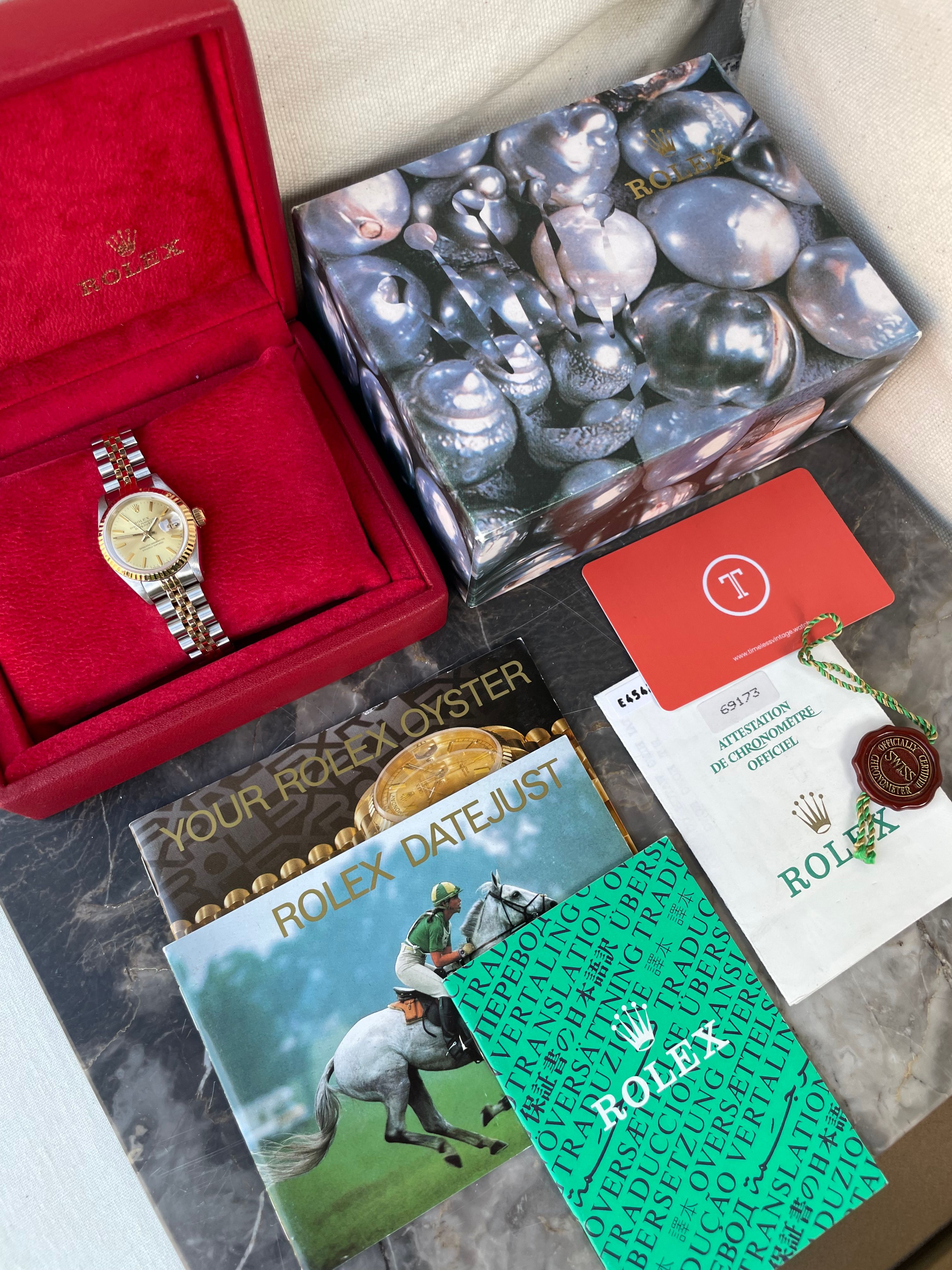Rolex Lady Datejust 69173 Gold 1990 with original box and papers