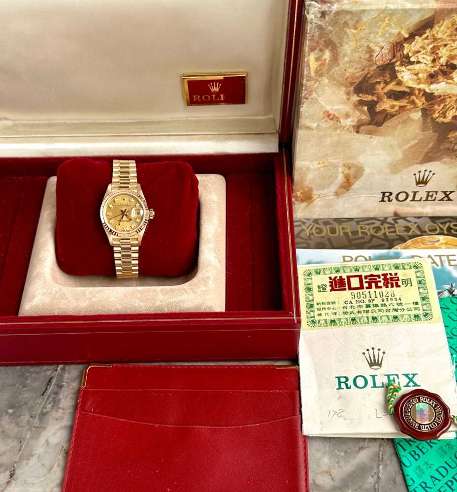 Image for Rolex Lady-Datejust "Diamond" 69178G Gold 1989 with original box and papers 3