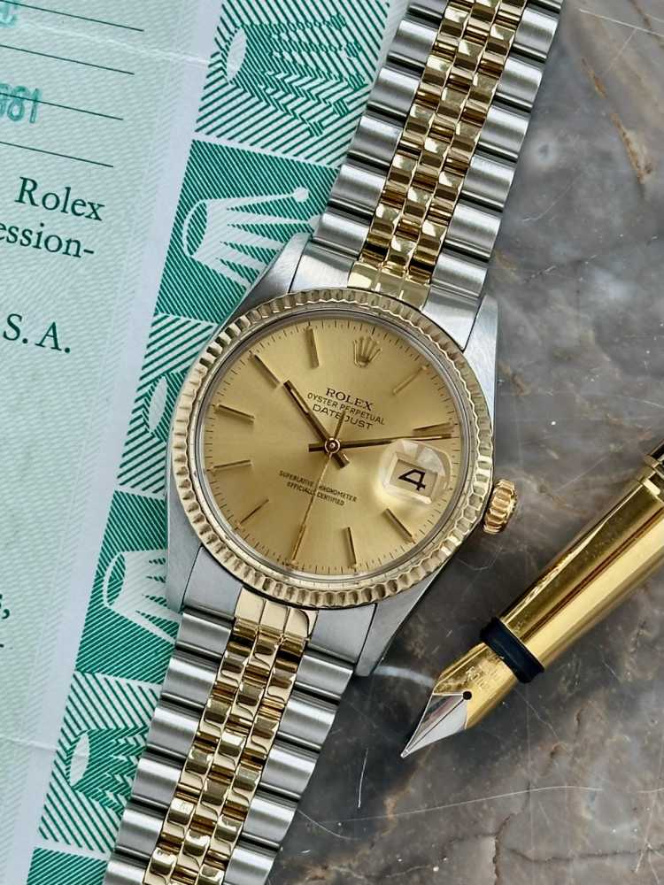 Featured image for Rolex Datejust 16013 Gold 1980 with original box and papers