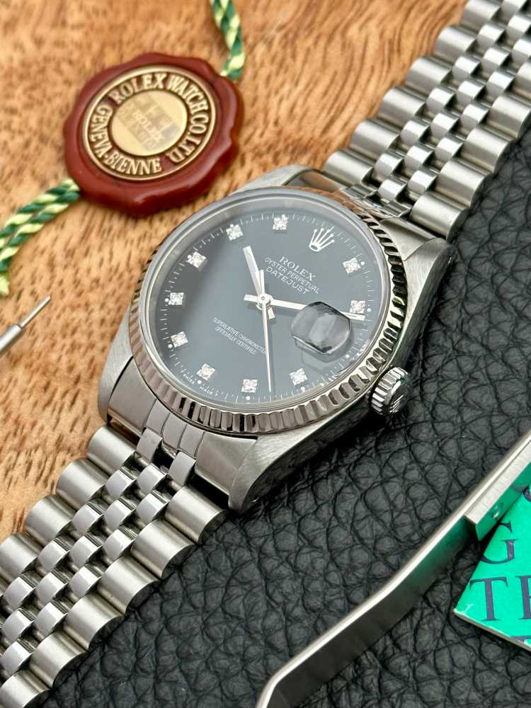Image for Rolex Datejust "Diamond" 16234 G Black 1988 with original box and papers