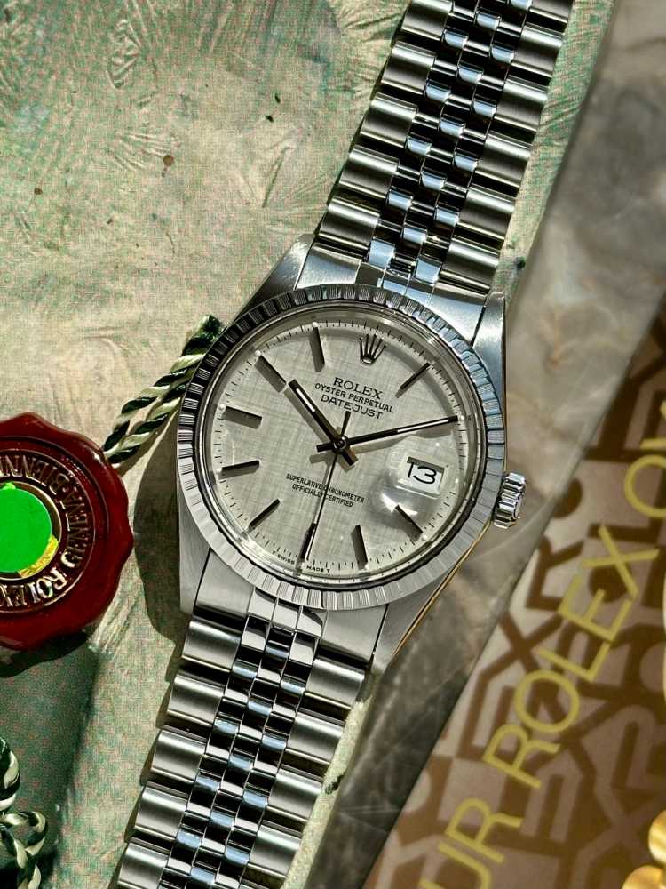 Featured image for Rolex Datejust "Linen" 16030 Silver Linen 1986 with original box and papers