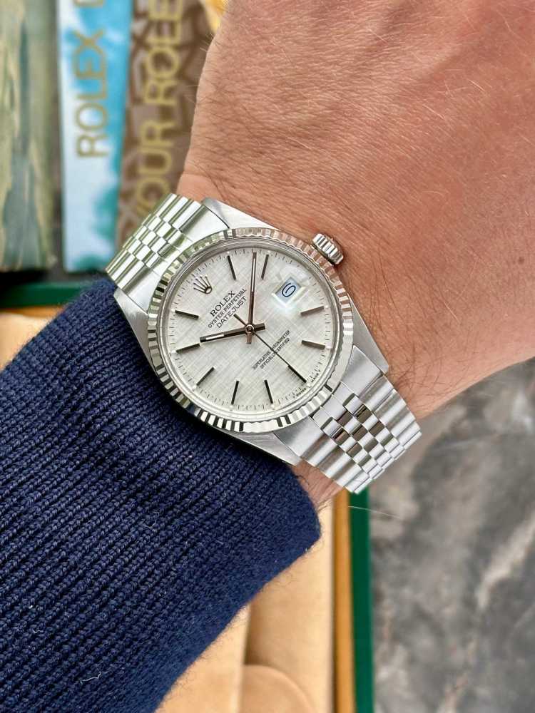 Image for Rolex Datejust "Linen" 16014 Silver Linen 1982 with original box and papers