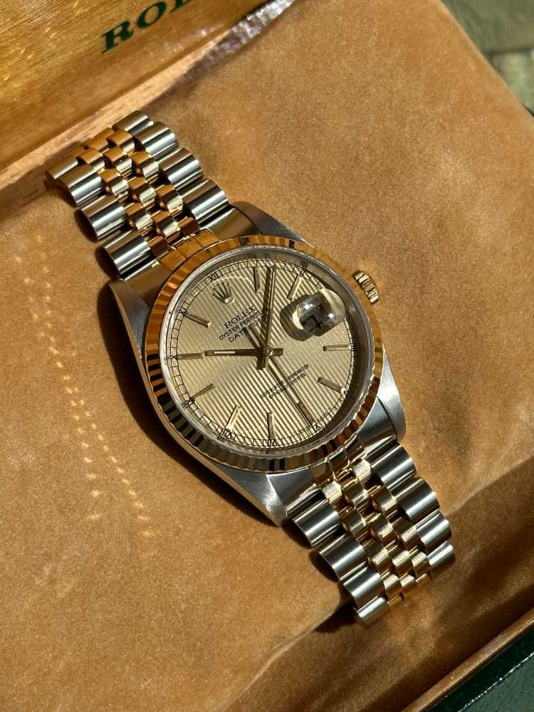 Image for Rolex Datejust "Tapestry" 16233 Gold 1988 with original box and papers 2