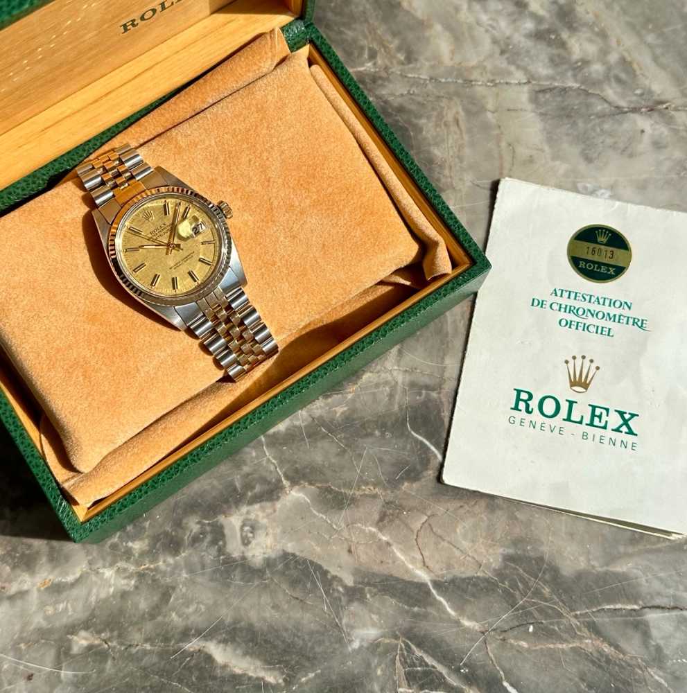 Image for Rolex Datejust "Linen" 16013 Gold 1981 with original box and papers