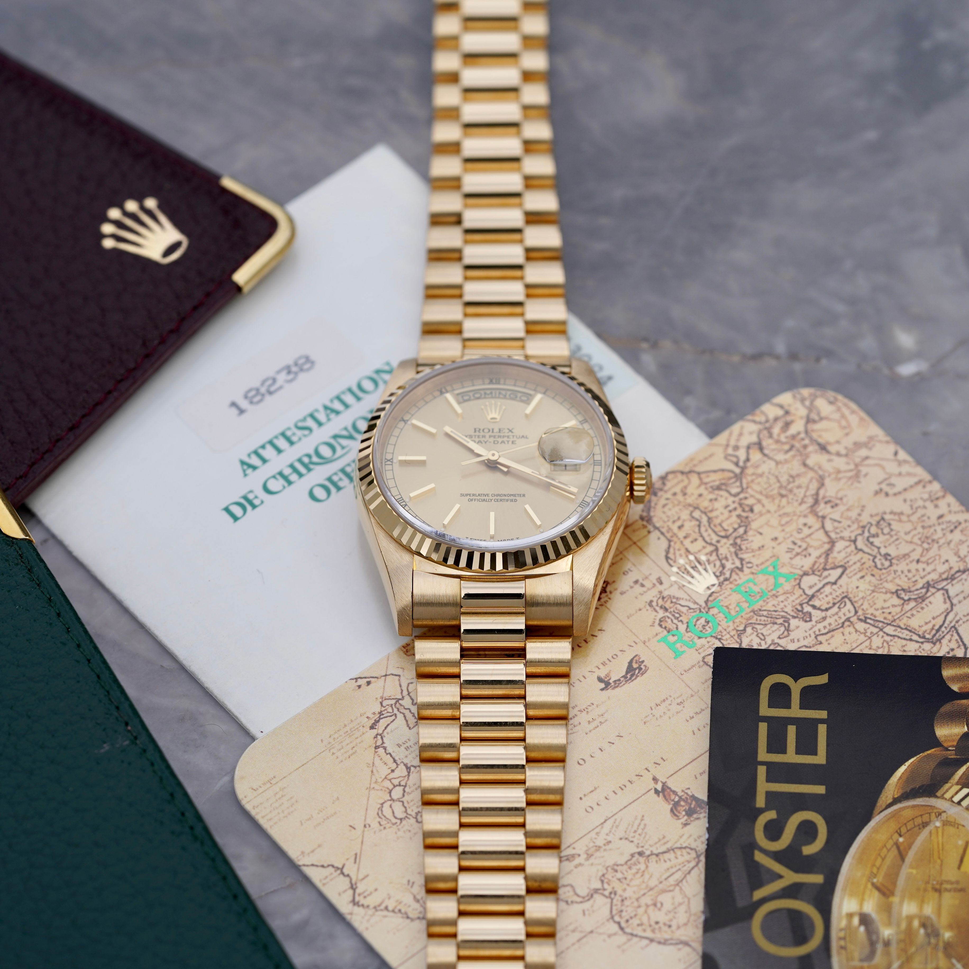 Rolex Day Date President 18238 Gold 1989 with original box and