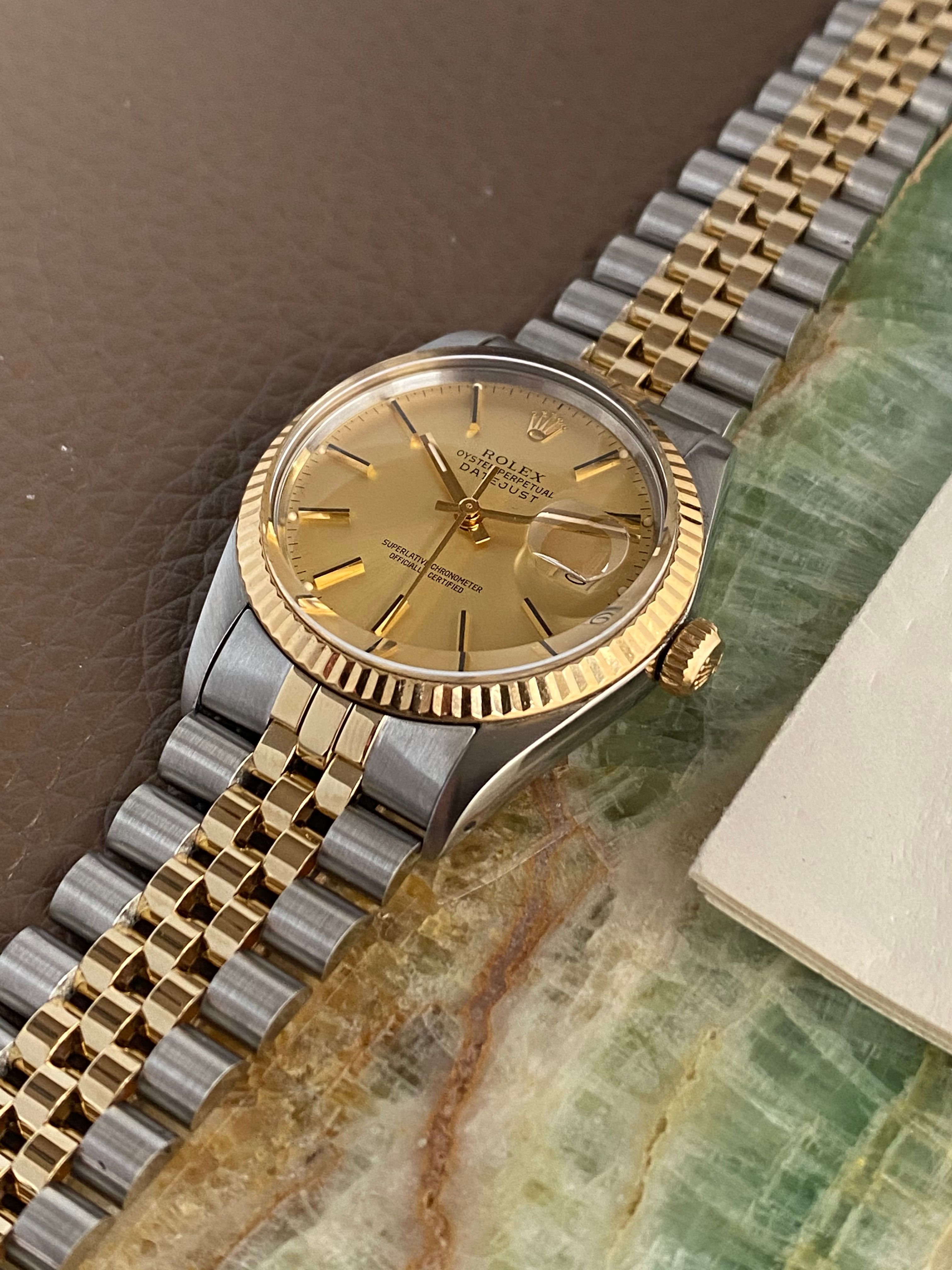 Rolex Datejust 16013 Gold 1983 with original box and papers