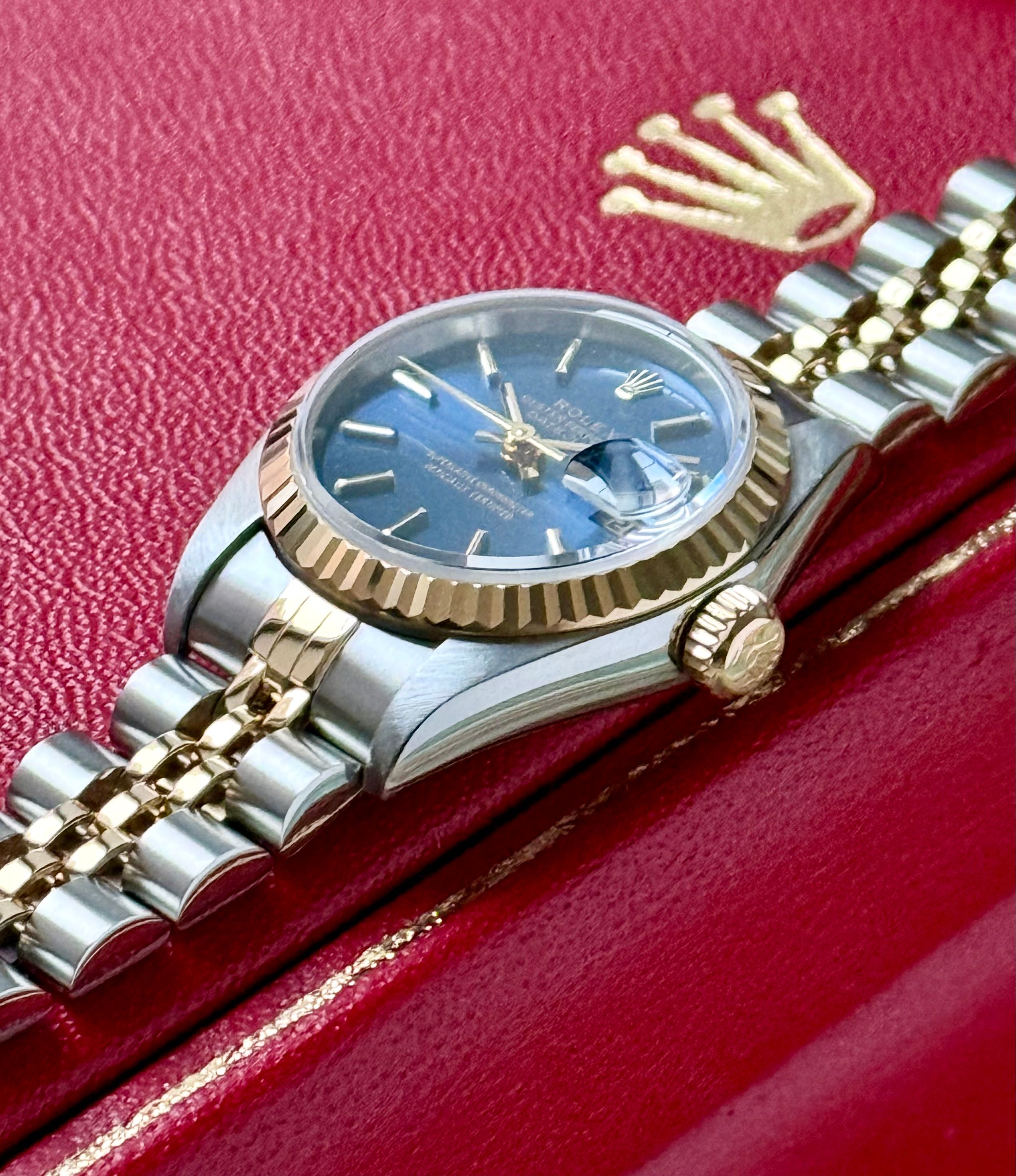 Rolex Lady-Datejust 79173 Blue 2002 with original box and papers