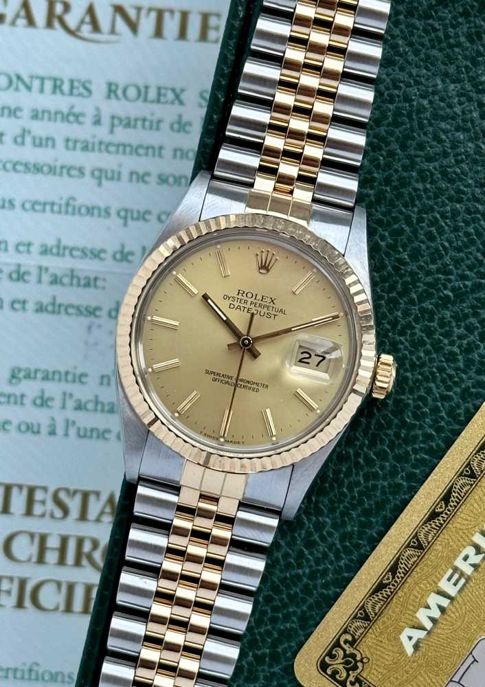 Featured image for Rolex Datejust 16013 Gold 1988 with original box and papers