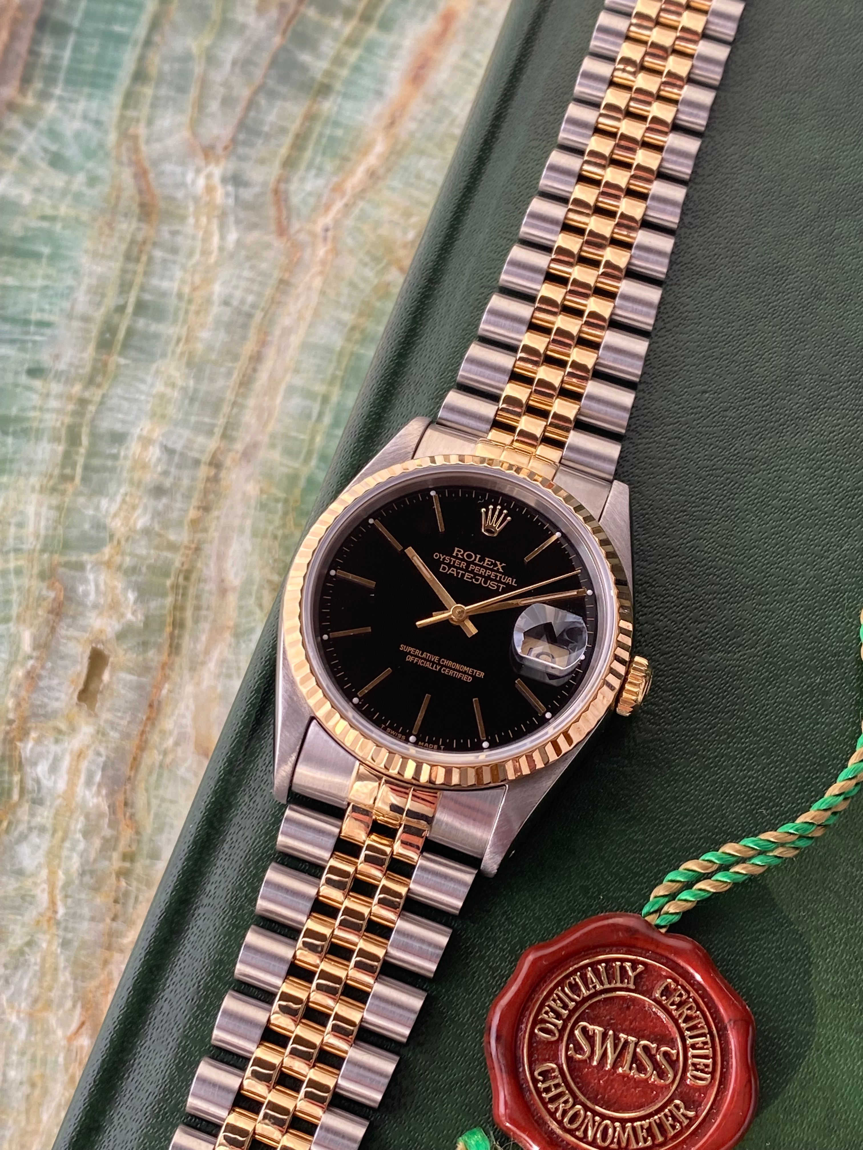 Rolex Datejust 16233 Black 1991 with original box and papers