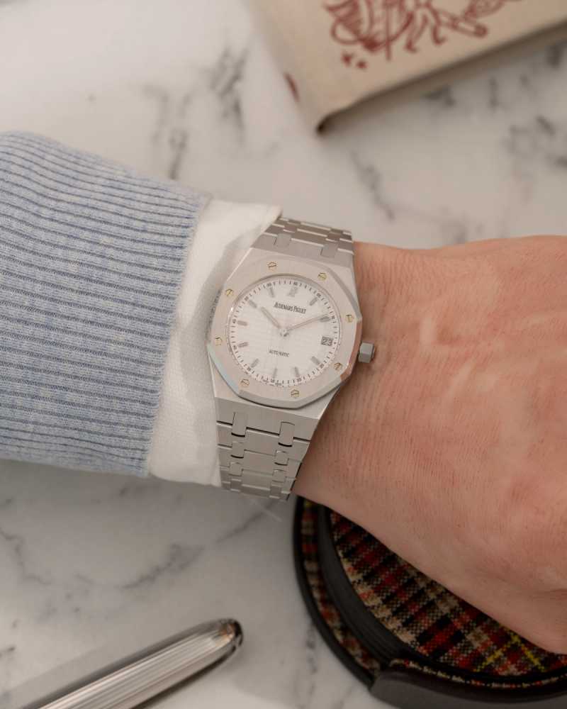 Wrist shot image for Audemars Piguet Royal Oak "MK-IIl" 14790ST White 2003 with original box and papers