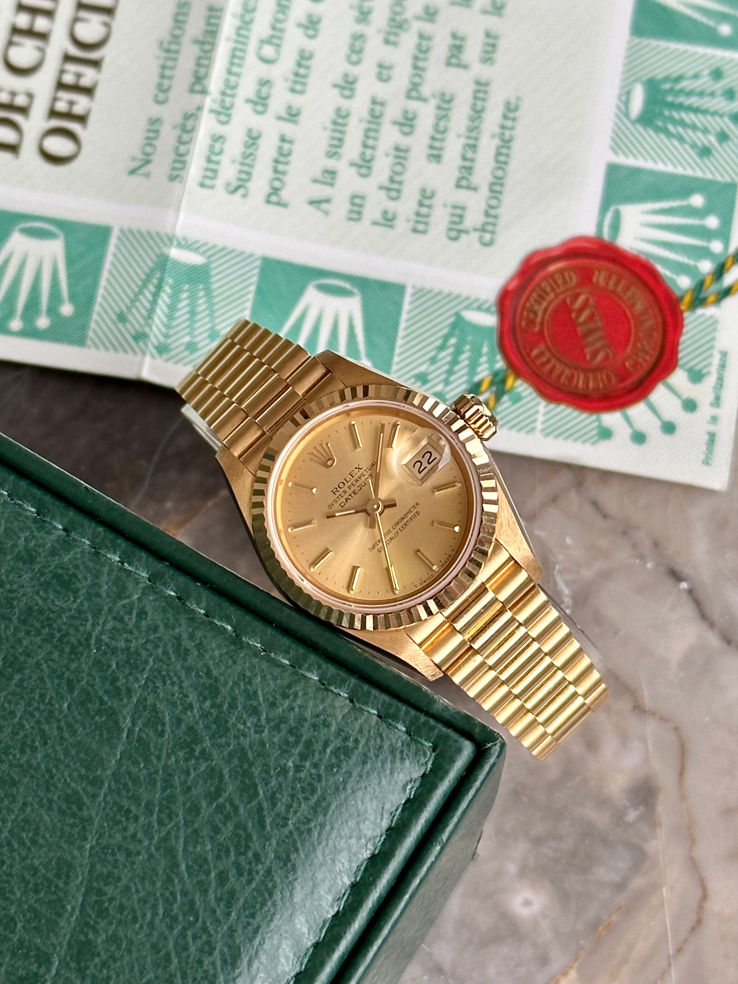 Rolex Lady-Datejust 69178 Gold 1990 with original box and papers