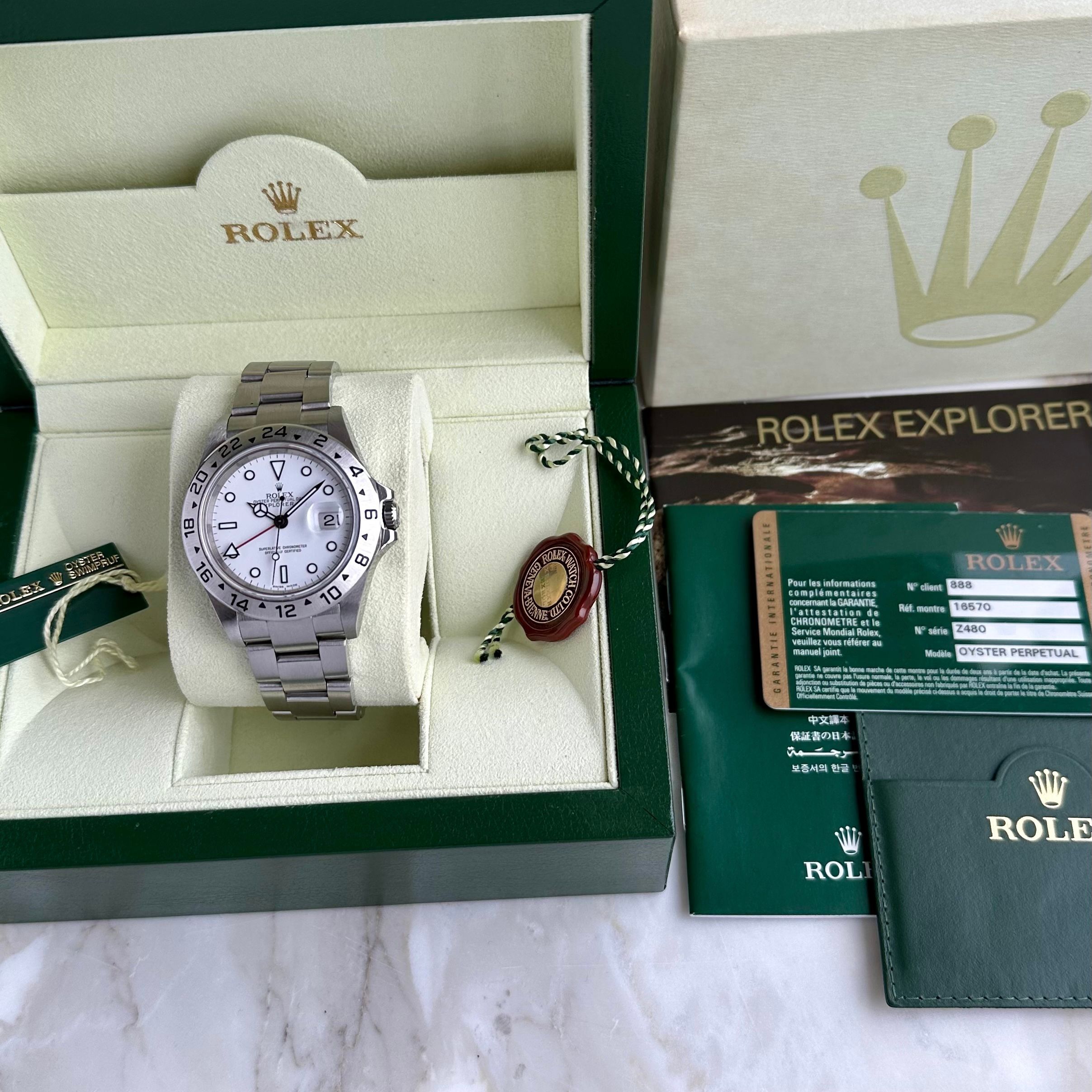 Rolex Explorer 2 16570T White 2006 with original box and papers