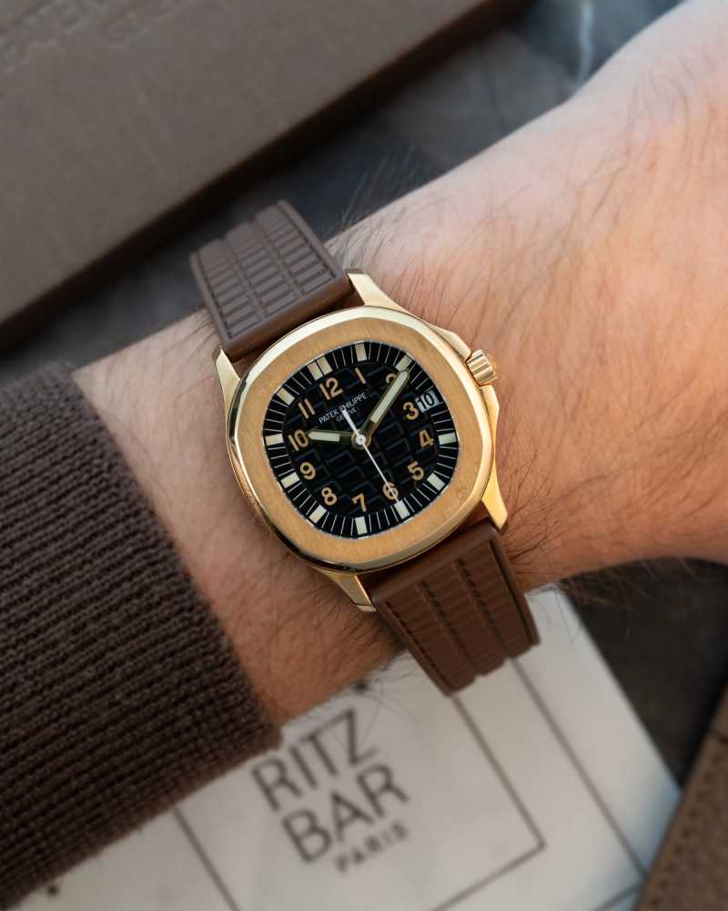 Wrist shot image for Patek Philippe Aquanaut 5066 J Black 2004 with original box and papers