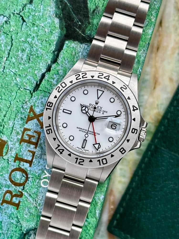 Featured image for Rolex Explorer 2 16570 T White 2004 with original box and papers