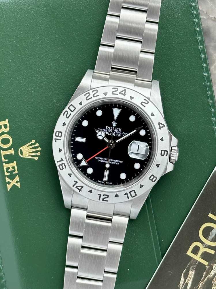 Featured image for Rolex Explorer 2 "Engraved Rehaut" 16570T Black 2009 with original box and papers