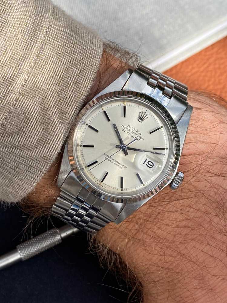 Wrist image for Rolex Datejust 1601 Silver 1970 