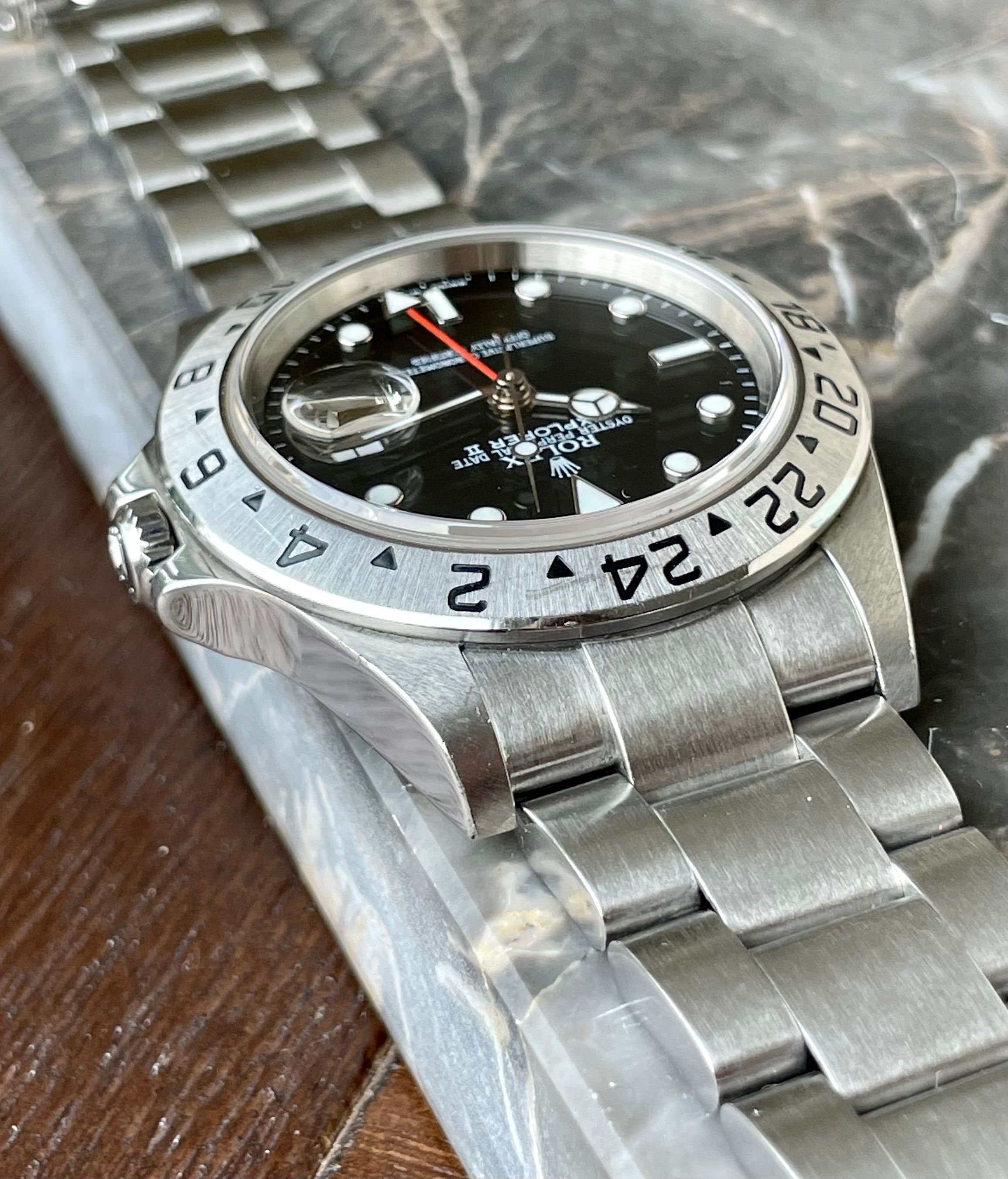 Rolex Explorer II 16570 Black 2005 with original box and papers