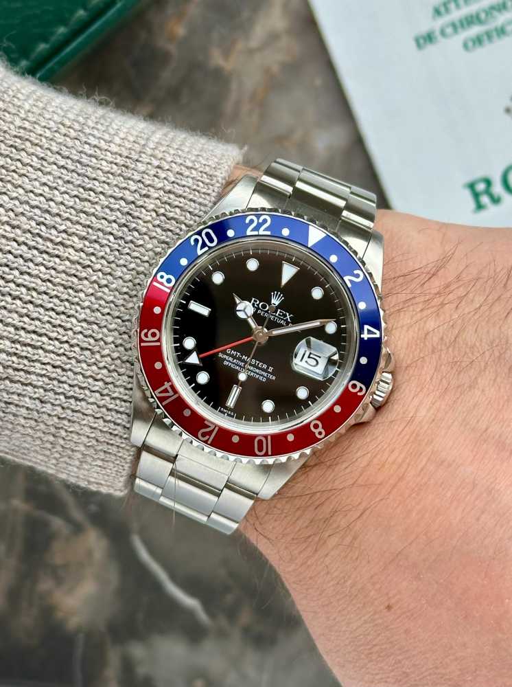 Image for Rolex GMT-Master II "Pepsi" 16710 Black 1999 with original box and papers 2
