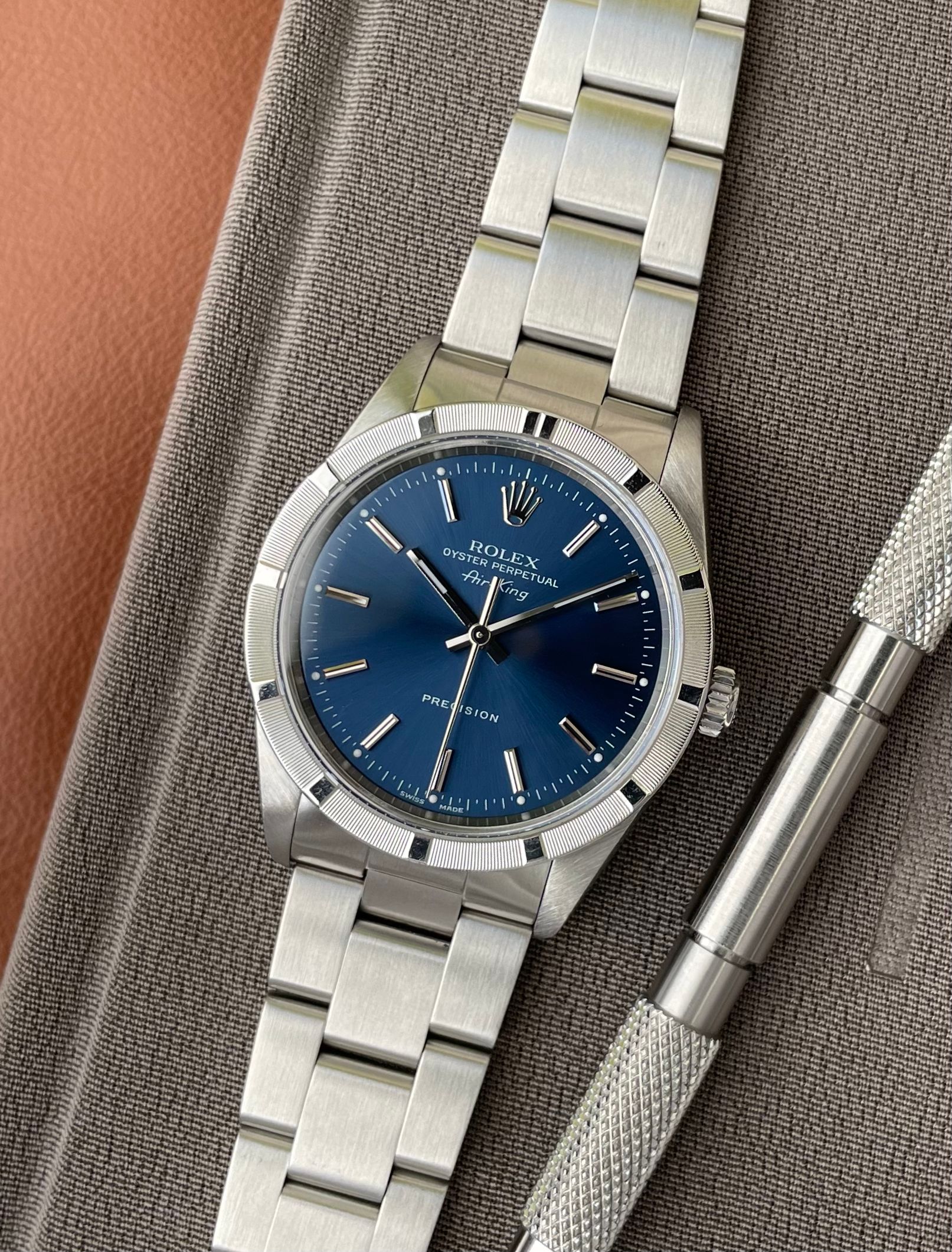 Rolex Air King 14010 Blue 2000 with original box and papers