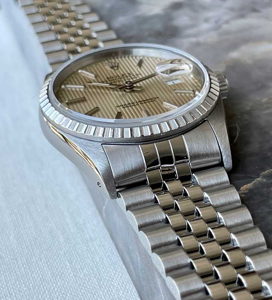 Detail image for Rolex Datejust "Tapestry" 16220 Silver 1991 with original box