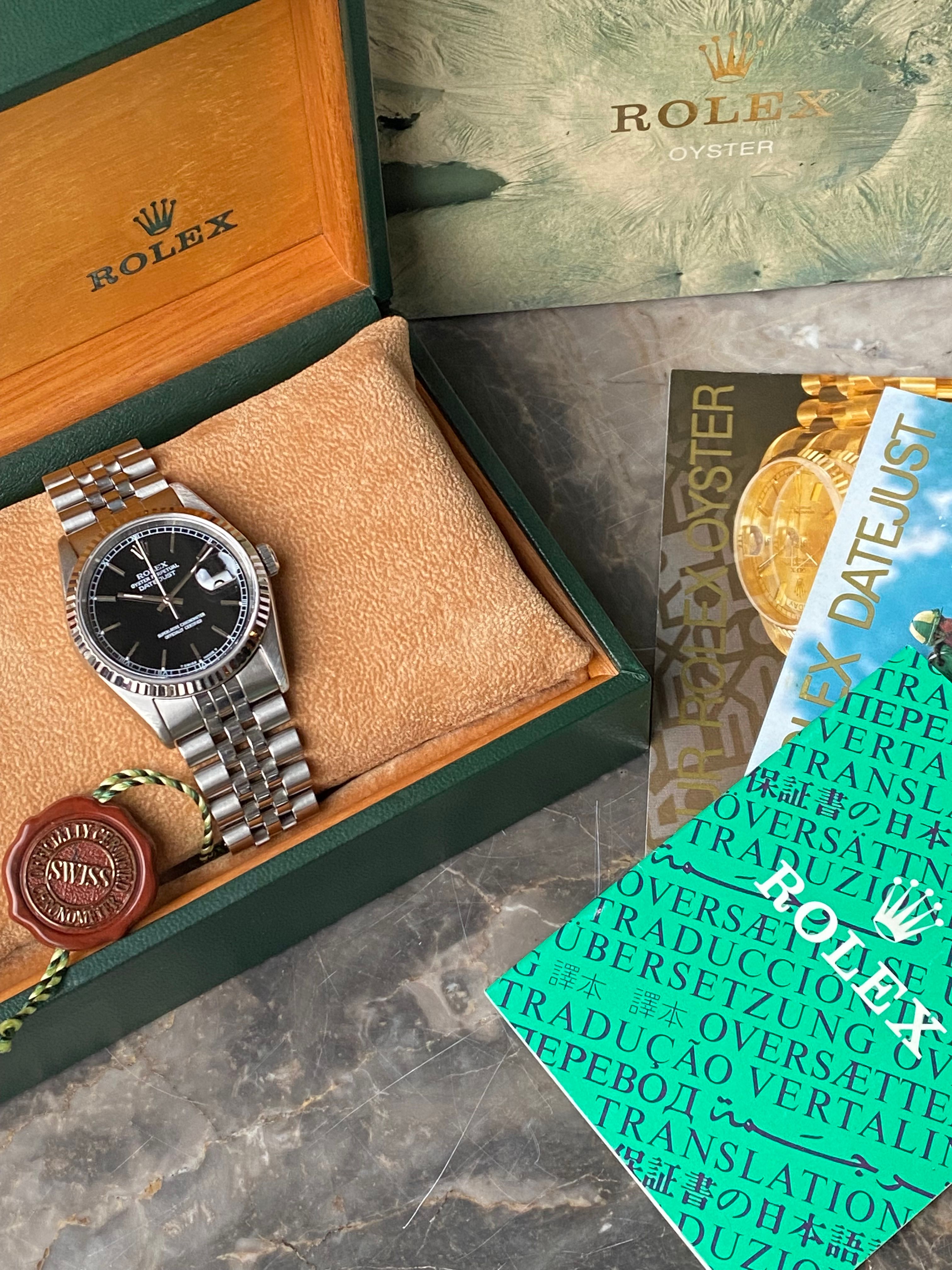 Rolex Datejust 16234 Black 1995 with original box