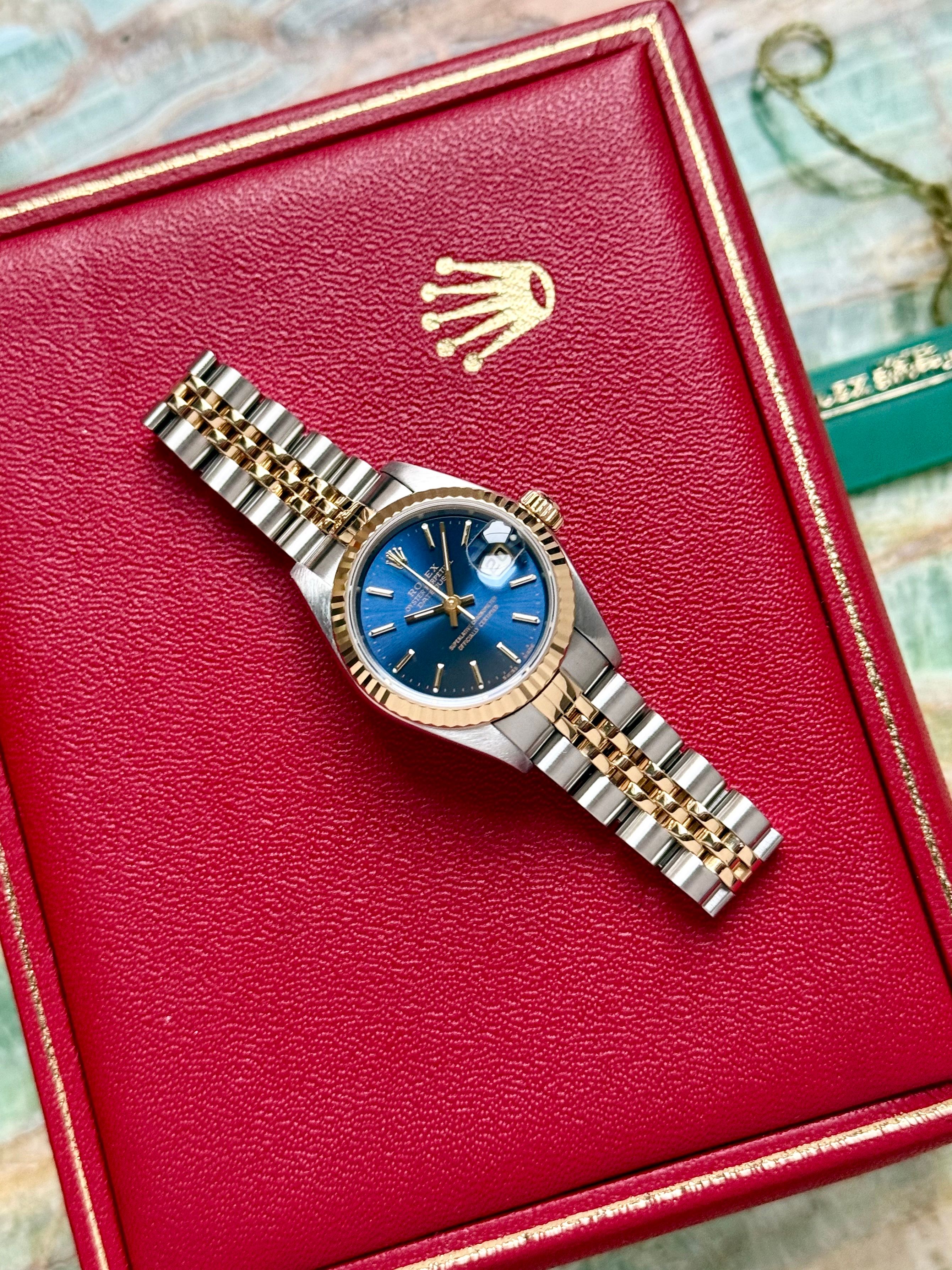 ROLEX DATEJUST 79173 7コマ Rolex Lady-Datejust 79173 Blue 2002 with original box and papers