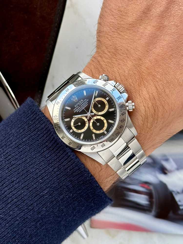 Wrist image for Rolex Daytona "Patrizzi" 16520 Black 1996 with original box and papers