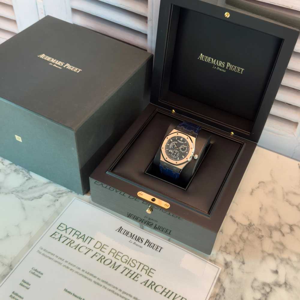 Image for Audemars Piguet Royal Oak "Dual Time" 26124ST Blue 2017 with original box and papers