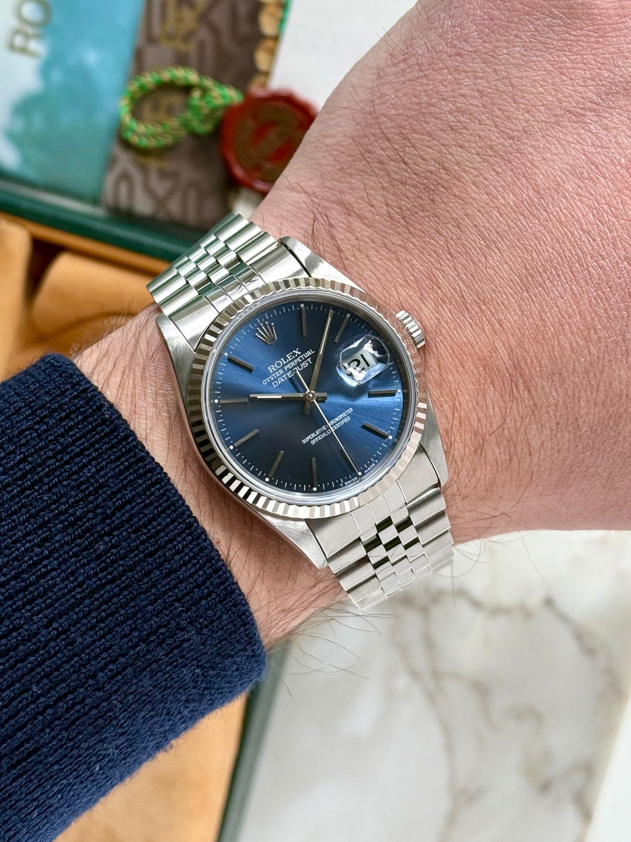 BLUE GIANT SUPREME、EXPLORER セット Rolex Datejust 16234 Blue 1991 with original box and papers 6