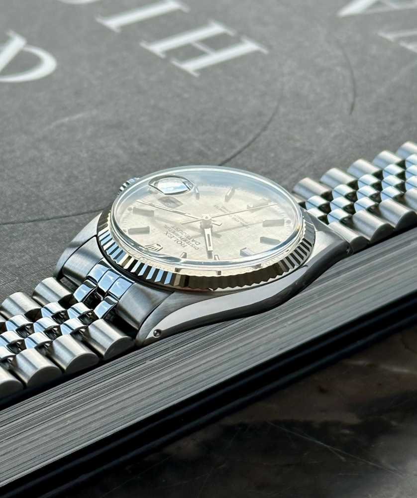 Image for Rolex Datejust "Linen" 16014 Silver Linen 1979 with original box and papers 2