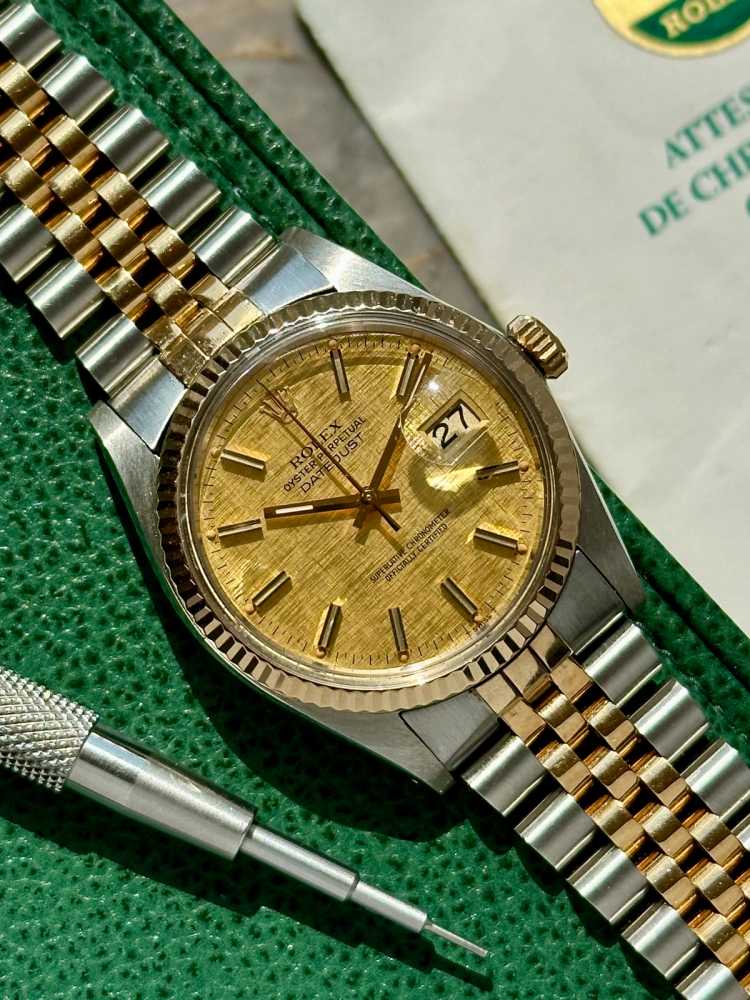 Image for Rolex Datejust "Linen" 16013 Gold 1981 with original box and papers