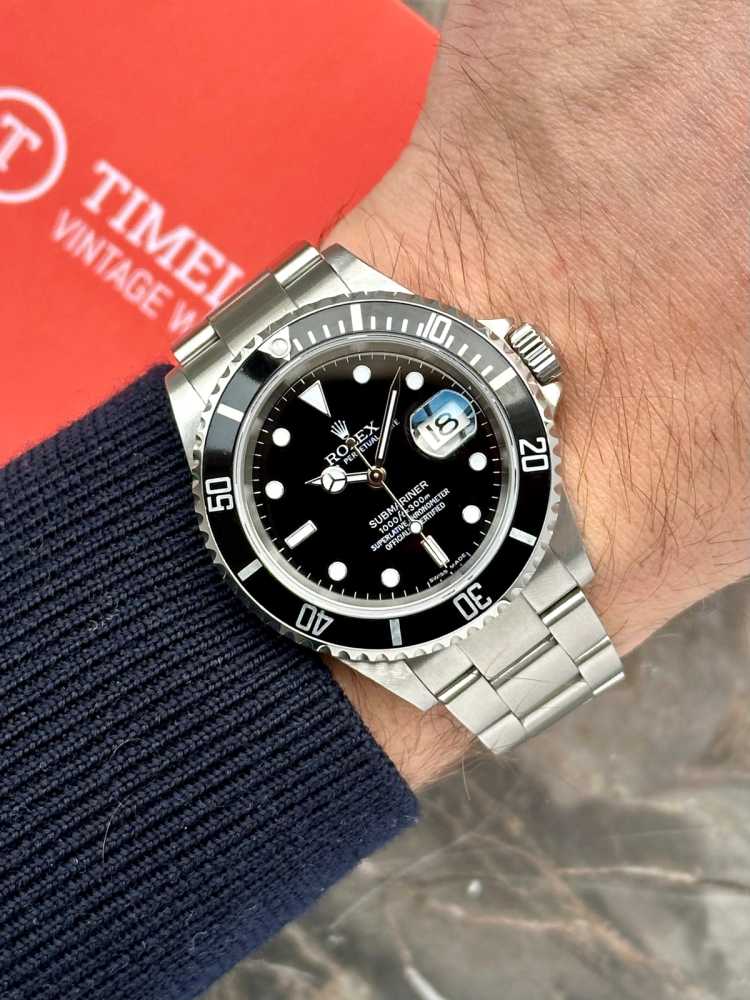 Wrist image for Rolex Submariner 16610 T Black 2006 