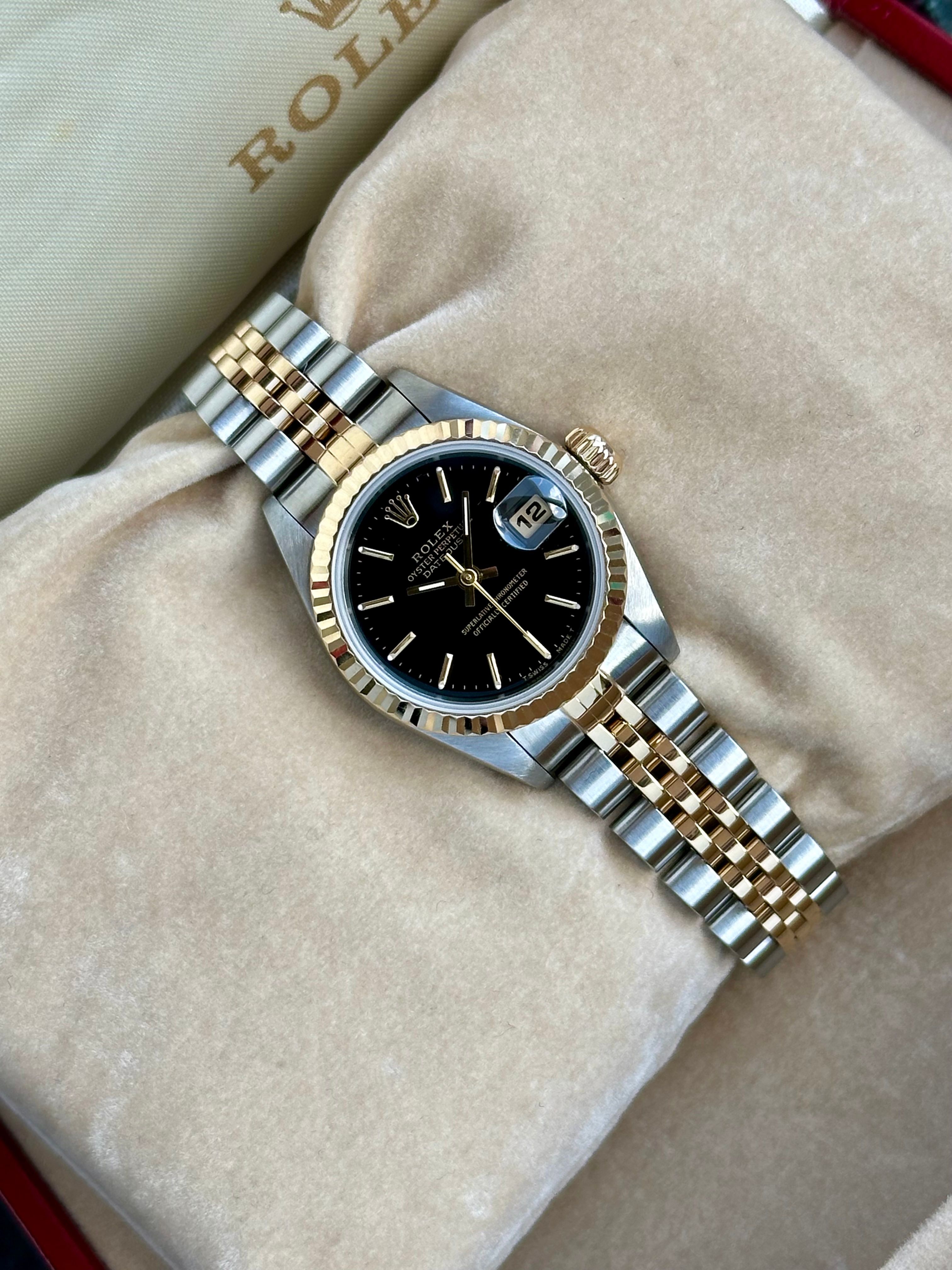 中古 ロレックス ROLEX 69173 S番(1993年頃製造) ブラック レディース 腕時計 デイトジャスト ロレックス 69173G 1993年 自動巻 S番 レディース SS