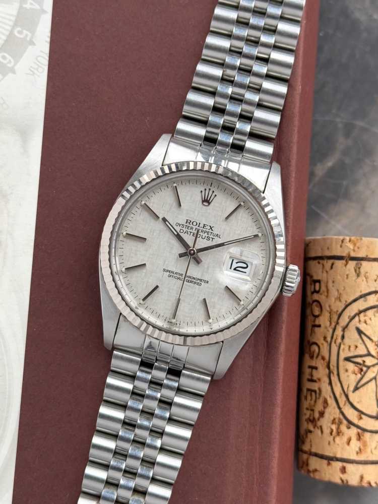 Featured image for Rolex Datejust "Linen" 16014 Silver Linen 1985 