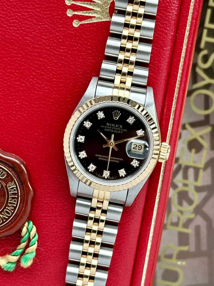 Featured image for Rolex Lady-Datejust "Diamond" 69173 Black 1993 with original box and papers