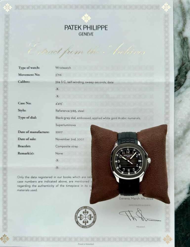 Image for Patek Philippe Aquanaut 5165 Black 2007 with original box and papers