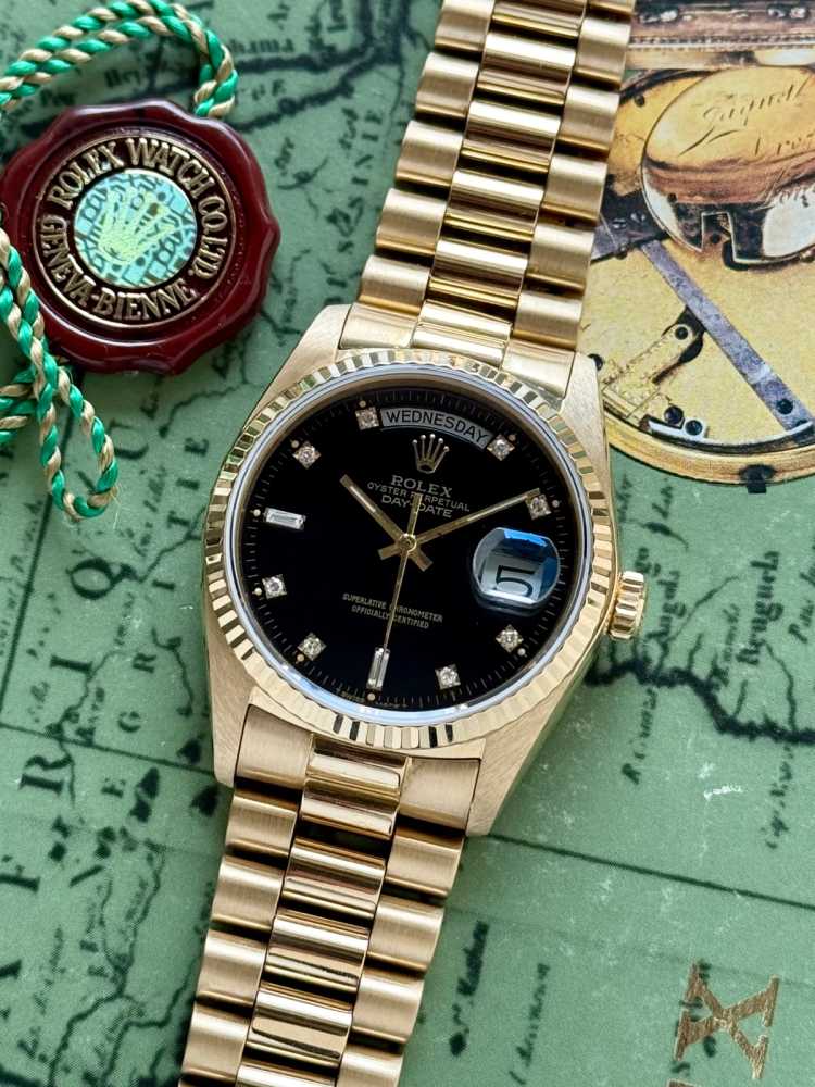 Featured image for Rolex Day-Date "Diamond" 18038 Black 1978 
