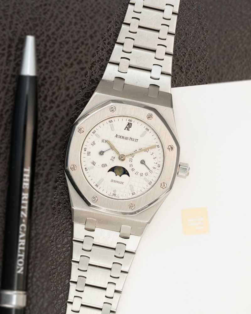 Featured image for Audemars Piguet Royal Oak Day-Date Moonphase 25594 ST White 1996 with original box and papers