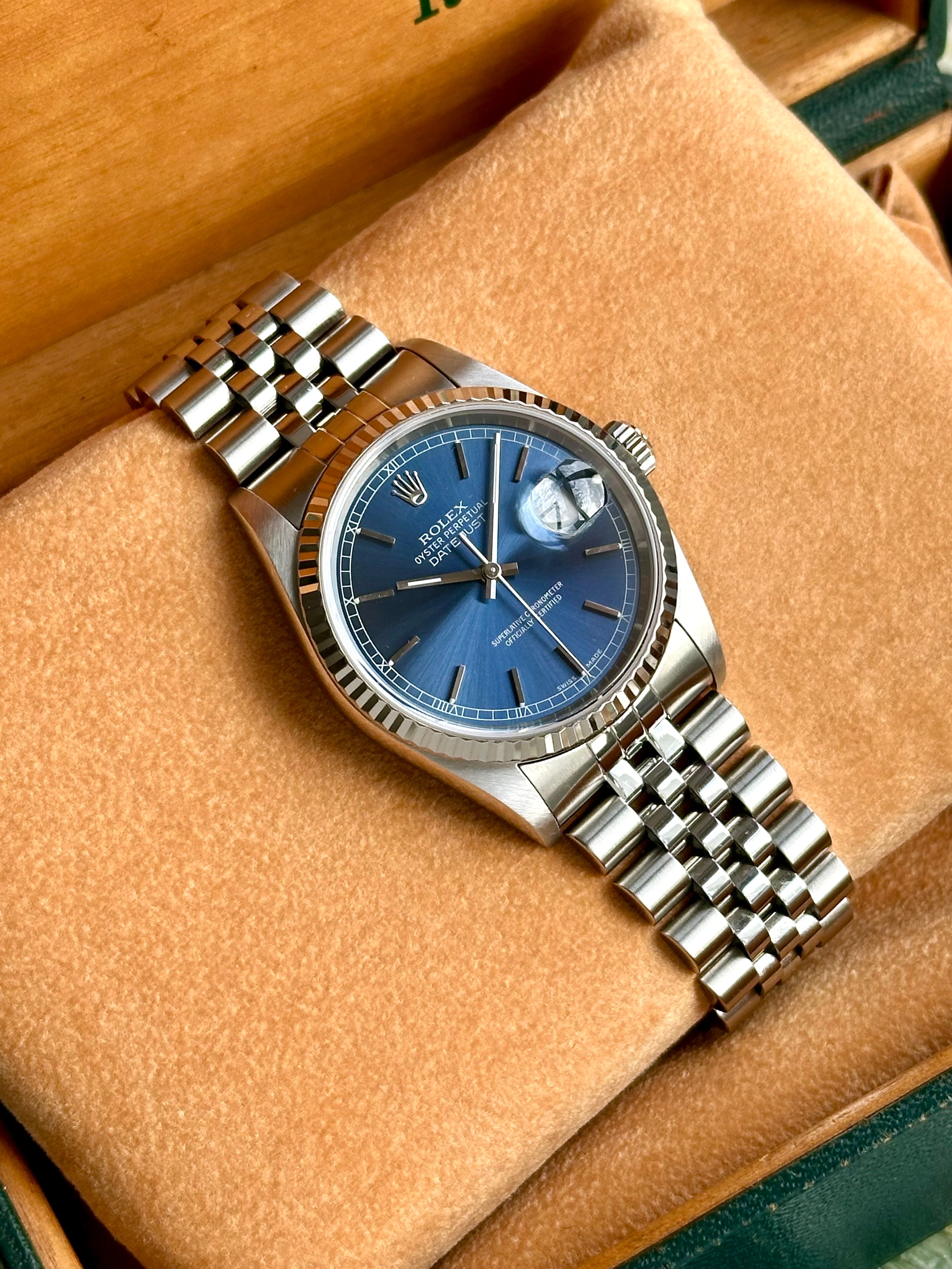 Rolex Datejust 16234 Blue 2004 with original box and papers