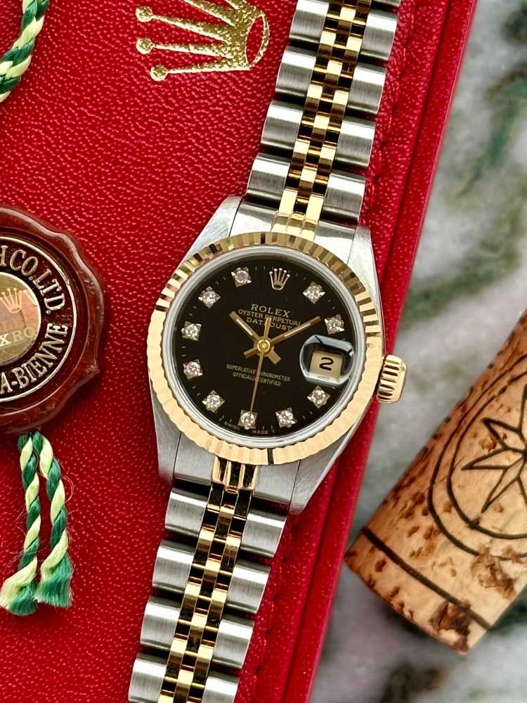 Featured image for Rolex Lady-Datejust "Diamond" 69173G Black 1991 with original box and papers