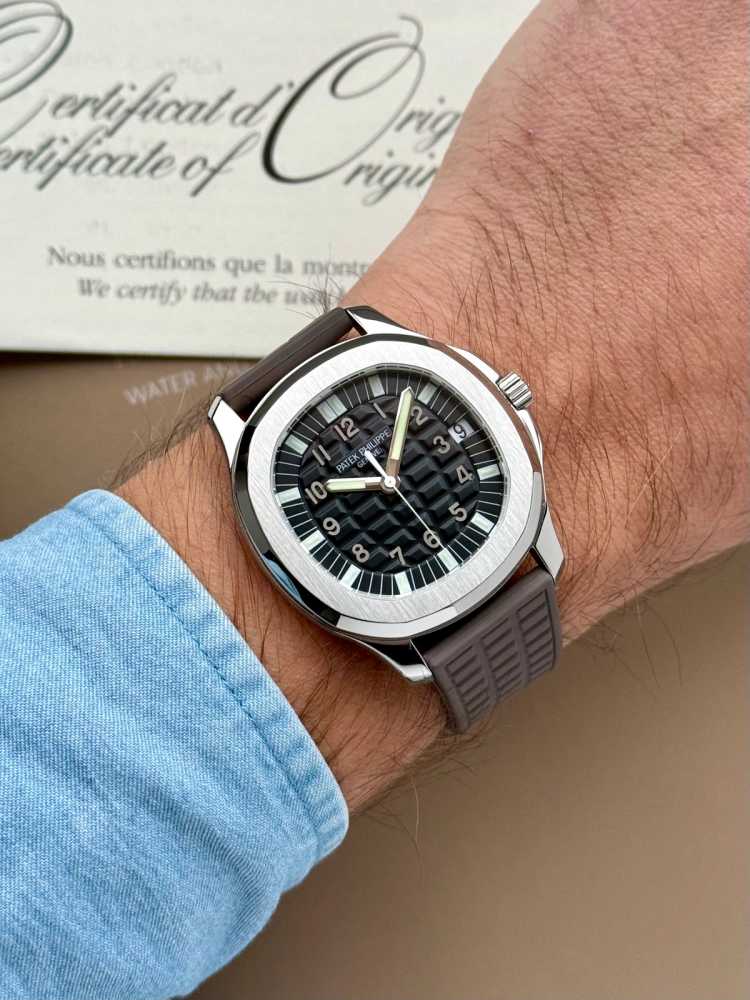 Wrist shot image for Patek Philippe Aquanaut 5065 Black 2006 with original box and papers 2