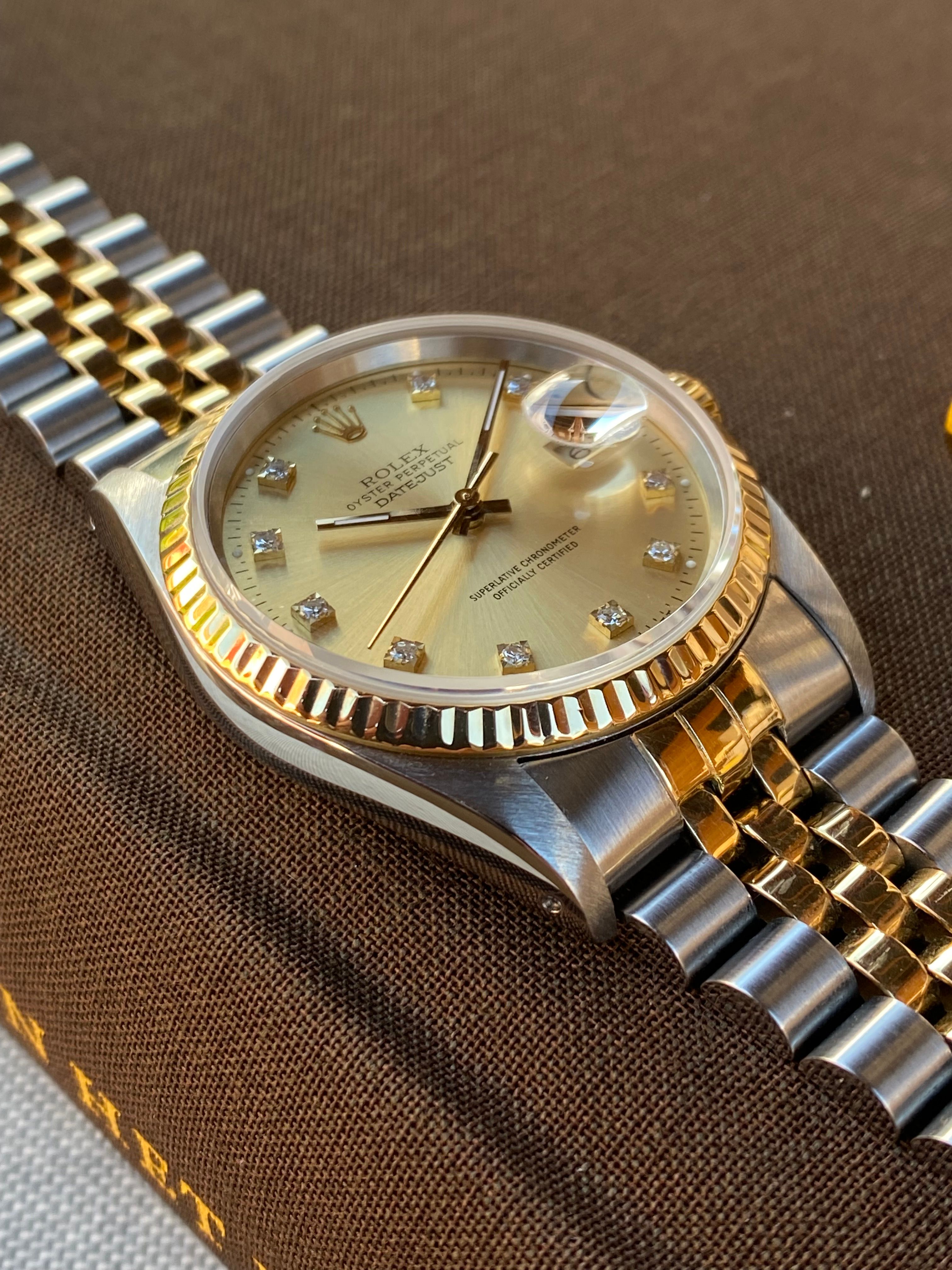 Rolex 16233 gold with diamonds sale