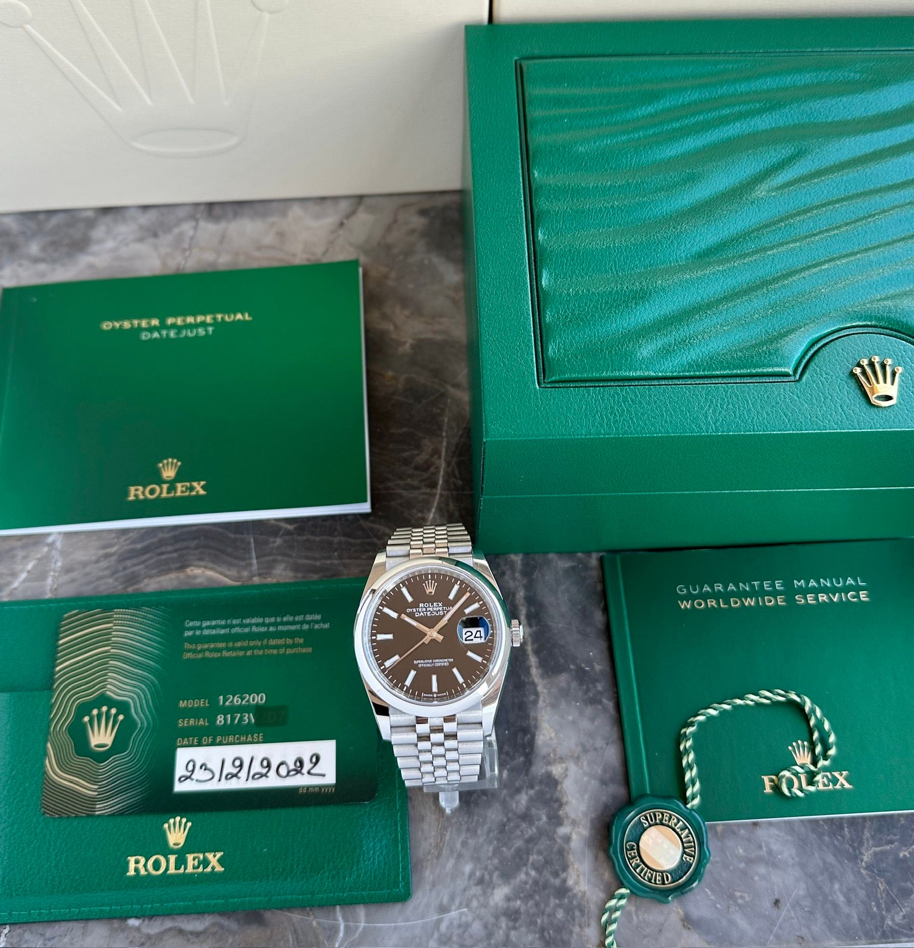 ROLEX 純正 BOX、コマ Rolex Datejust 126200 Black 2022 with original box and papers