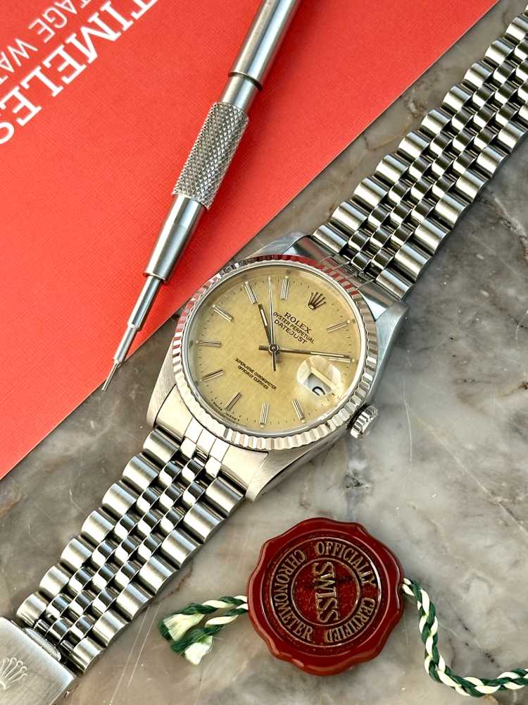 Image for Rolex Datejust "Linen" 16234 Silver Linen 1989 with original box